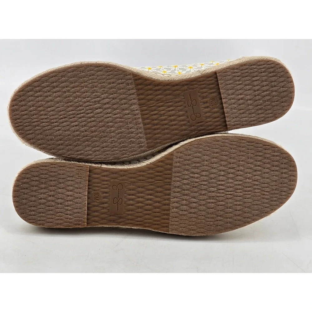Jessica Simpson Lucciea Espadrille Flats Womens 10 White Floral Mesh - NEW